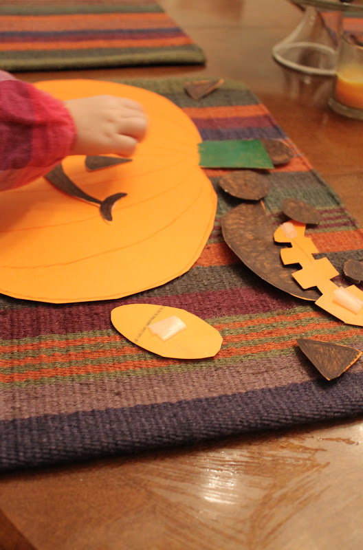 Preschool pumpkin emotions activity using a paper pumpkin