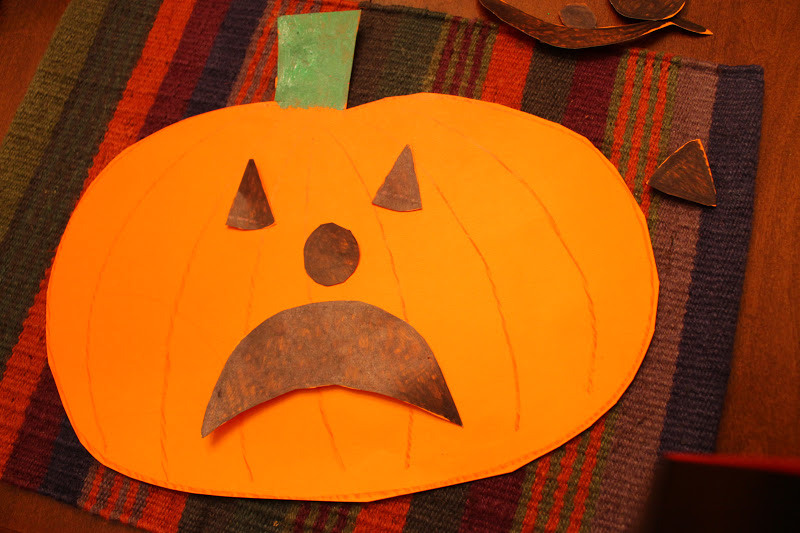 Sad pumpkin face for preschoolers