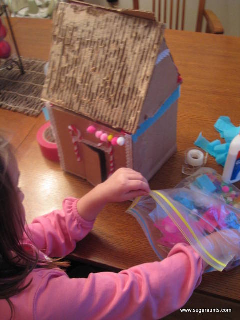 Cardboard gingerbread house craft for kids
