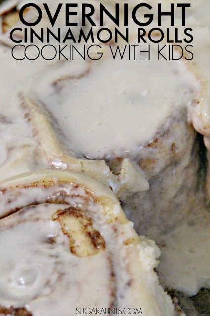 Overnight Cinnamon Rolls that are perfect to make for Christmas morning or any holiday.  Get the kids in on the baking for a cooking with kids learning activity. 