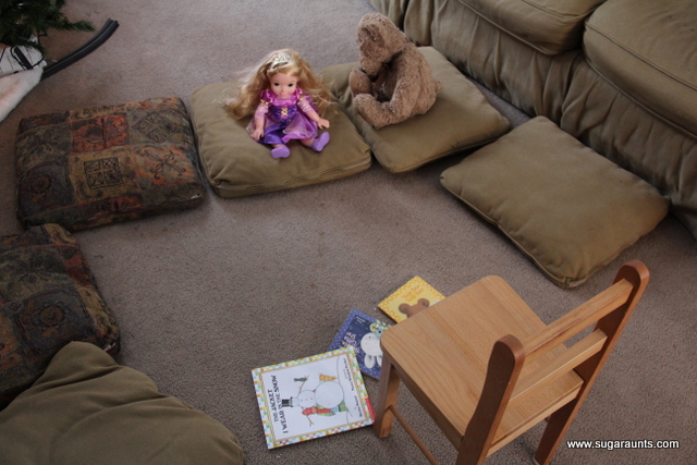 creative storytelling with baby dolls and stuffed animals