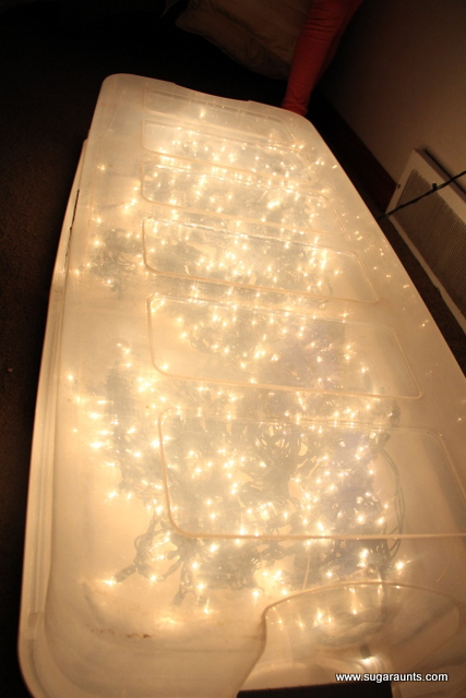 A DIY light box made with Christmas lights