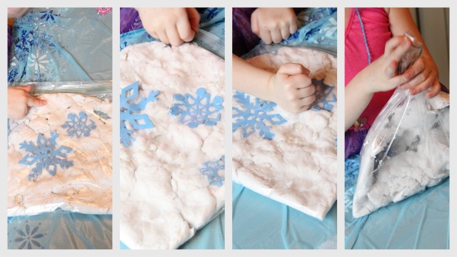 Make fake snow for a mess free sensory experience that kids with tactile defensiveness will enjoy