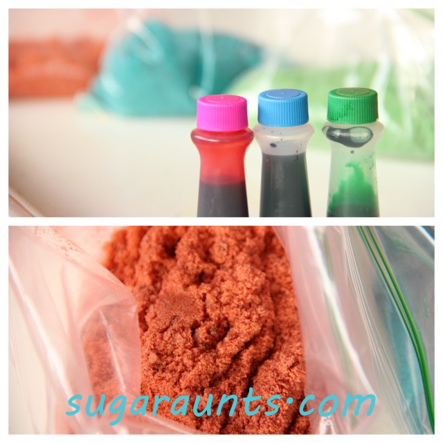 using food coloring to make colored sand