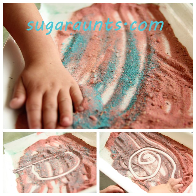 Color sand for a sensory tray.