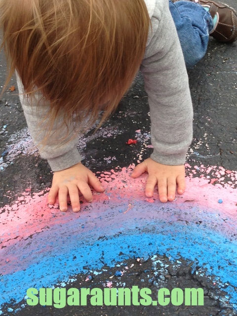 Wet chalk activity for kids