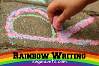 Tracing letters with sidewalk chalk improves hand strength.