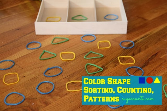 Color Shape Sorting, Counting, Patterns with Wikki Stix