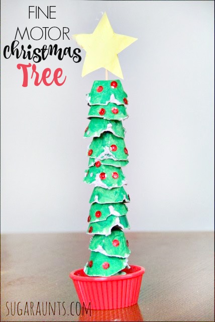 Make an egg carton Christmas tree