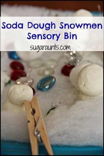 Sensory Bin with Soda Dough Snowmen