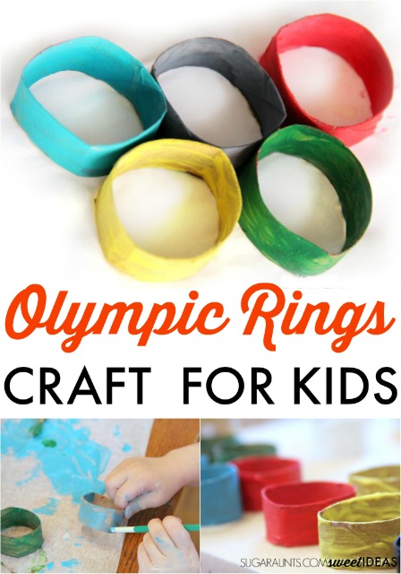 recycled toilet paper tubes craft to make an Olympic rings craft