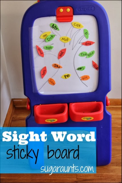 early literacy activity using a sticky easel