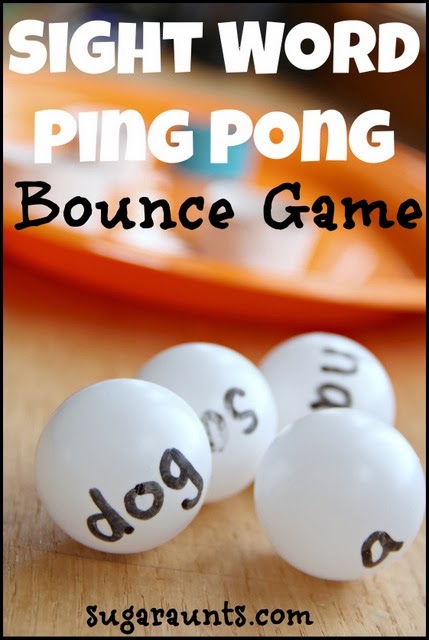 sight word activity using ping pong balls