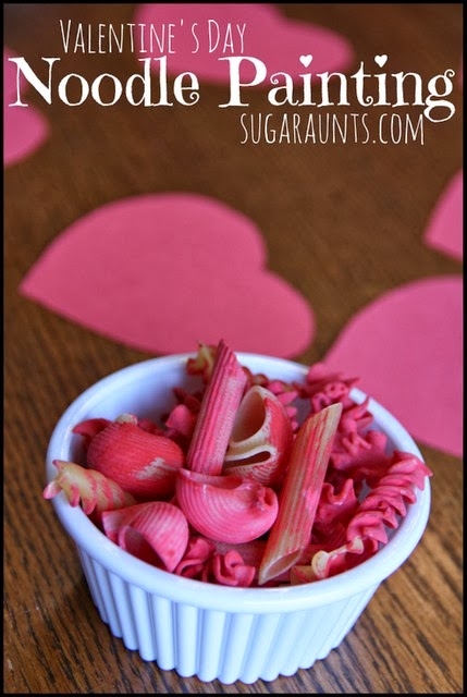 Fine Motor Craft for kids with painted noodles with a Valentine's Day theme!