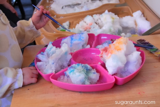 Kids love to paint snow with watercolors!