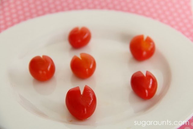 My kids love grape tomatoes! The perfect healthy Valentine's Day snack!