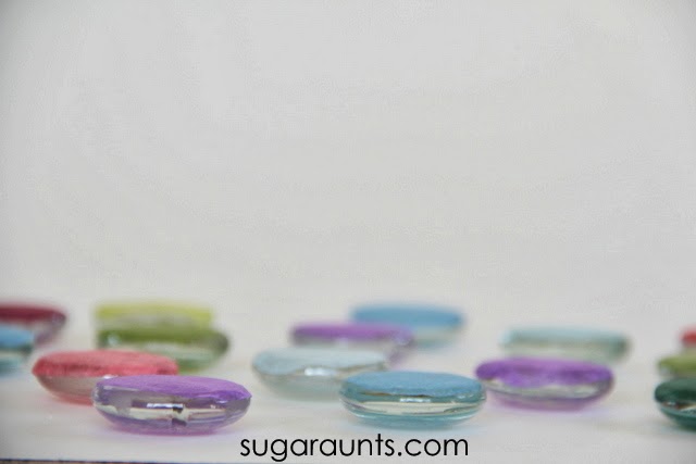 colored glass gems for play and learning. These are easy and fun to make your own colors!