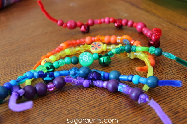 Rainbow pipe clearners and beads