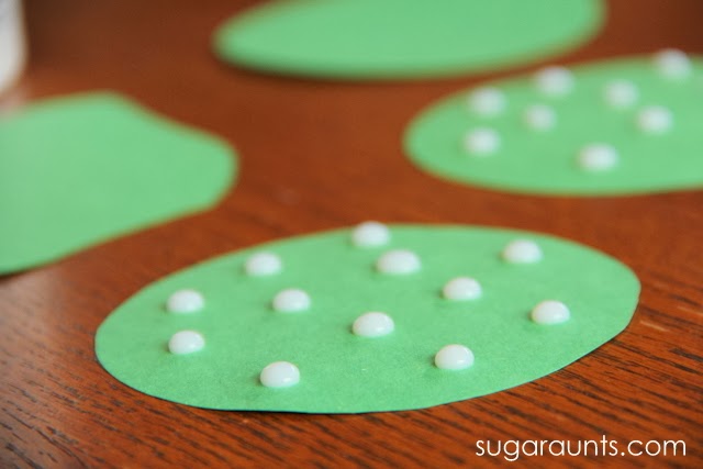 Dots of glue for cherry blossom tree craft