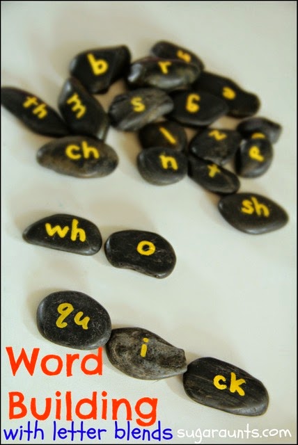 rock letter manipulatives for new readers to build words