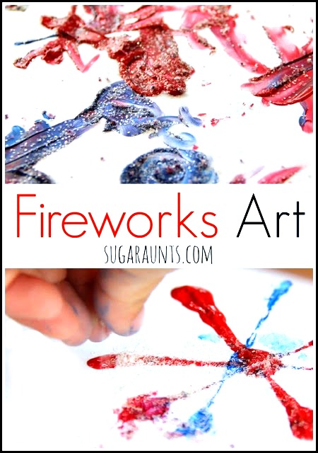 Stamped fireworks art! This is perfect for fourth of july, memorial day, and any day with fireworks!