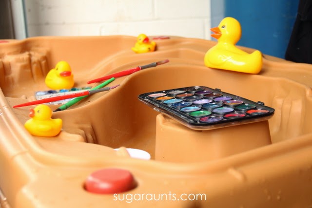 How to paint rubber ducks for a sensory activity with kids.
