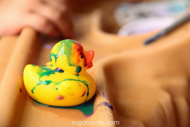 Rubber duck painting activity with kids