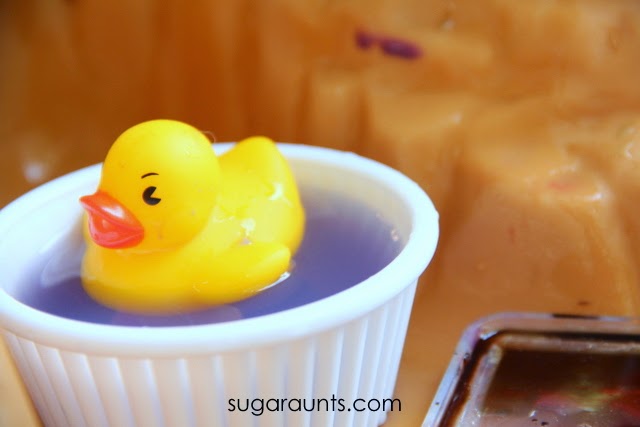 Rubber duck in watercolor water