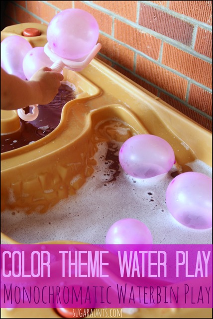 Explore a single color in the water bin with this learning through water play activity for kids.