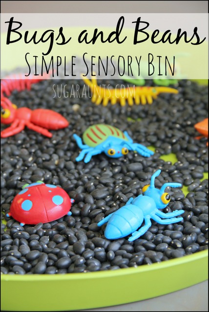 Create imagination play sensory fun with beans and bugs