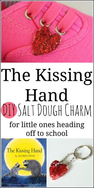 Make a salt dough keychain for back-to-school anxieties. This DIY charm craft goes along with the book "The Kissing Hand".