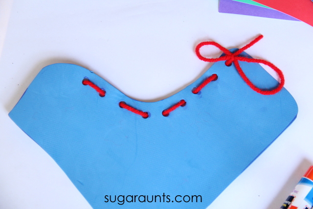 Fine motor lacing activity boot craft for kids