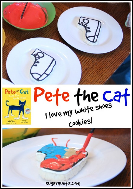 Pete the Cat I Love My White Shoes sugar cookies