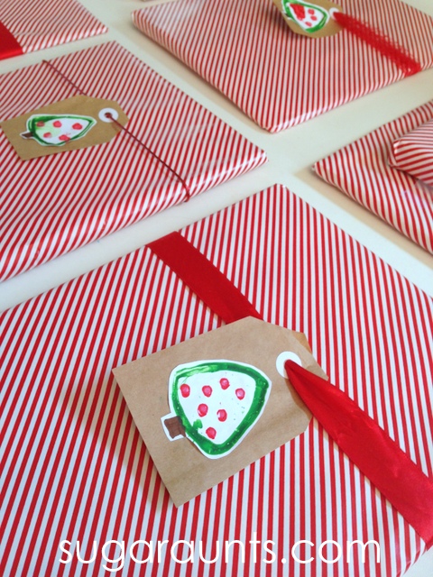 Christmas tree gift tags craft for kids