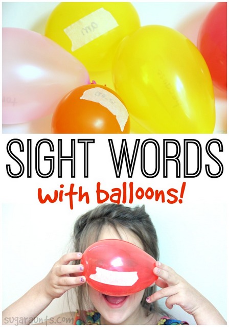 Sight word activity with balloons