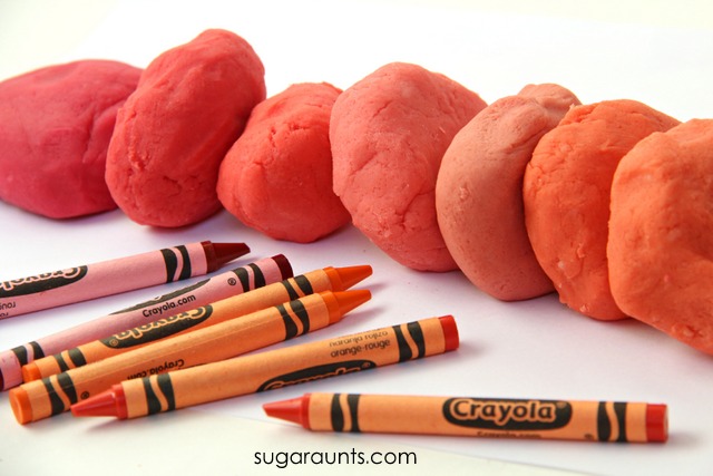 Crayon play dough. This recipe will give you a bright and bold shade of color.