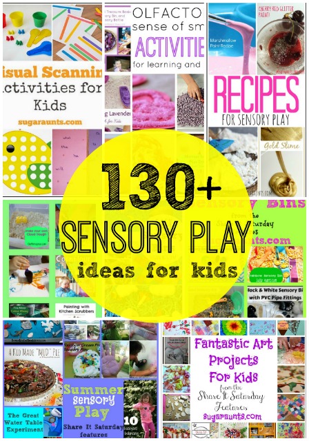 130 sensory play ideas for learning and messy, sensory fun with kids.
