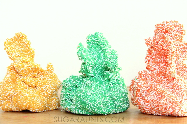 Use broken crayons to make homemade Crayon floam dough in less than 15 minutes.  So easy and a fun sensory play floam.