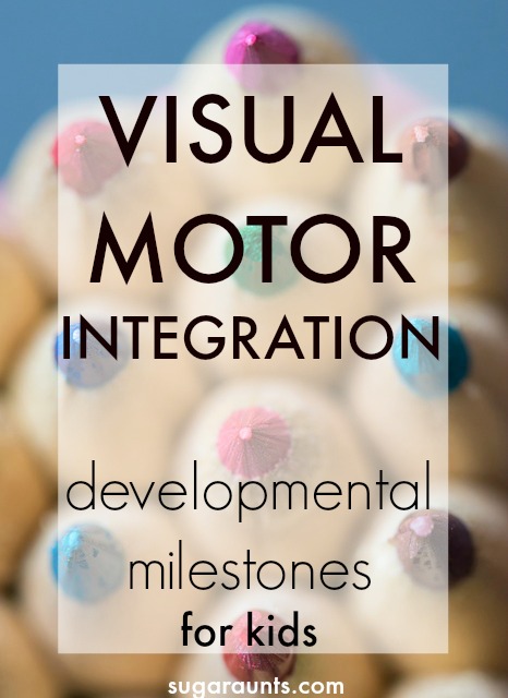 What is Visual Motor Integration?  This blog has a lot of information on visual motor integration developmental milestones and activities for kids.