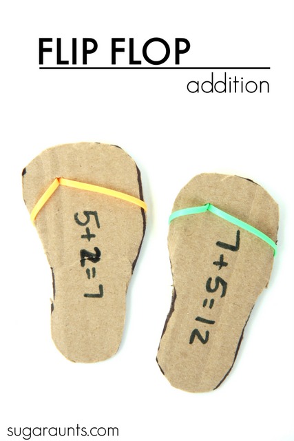 Flip flop math: This is a fun math activity for first graders to practice the Commutative Property of addition with flip flops!