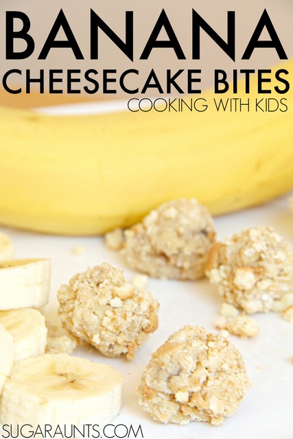 Banana Cheesecake Bites recipe. This is a good recipe to cook with kids!