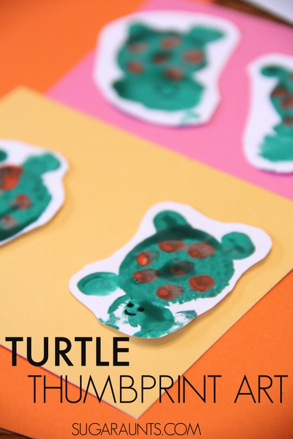 Turtle thumbprint craft for kids