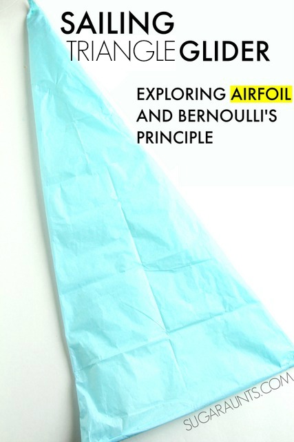 how to make a delta sale glider from tissue paper. This is a fun glider activity for kids to explain airfoil and Bernoulli's Principle as well as answer the question: "why do airplanes stay in the sky?"