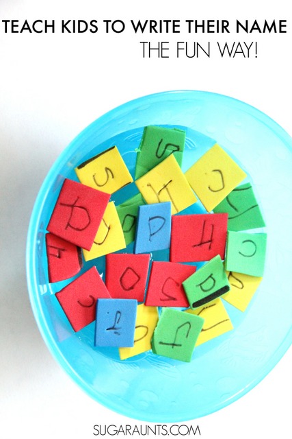 Teaching kids to write their name and practice letter formation with sensory soup