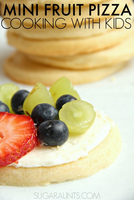 Cooking with kids with mini fruit pizzas