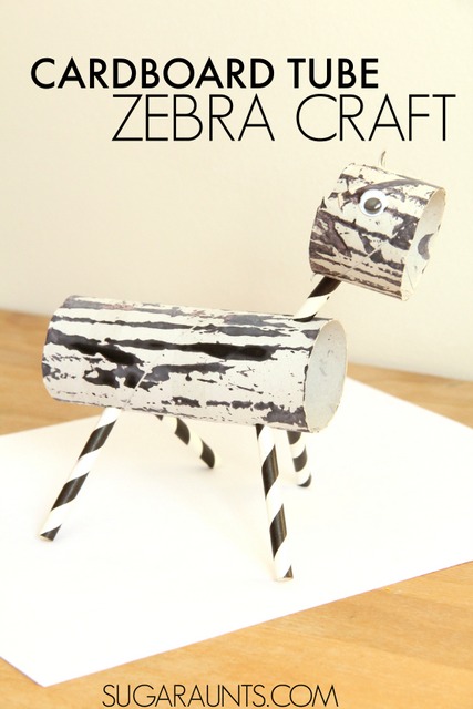Cardboard tube toilet paper tube zebra craft
