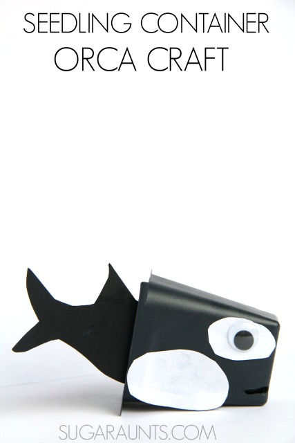 Orca (Killer Whale)  puppet craft made from recycled seedling containers!