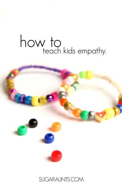 How to teach kids' empathy? Make an empathy bracelet with empathy beads to show respect and awareness of other's feelings.  This busy bag activity is based on the book, Quick as a Cricket.