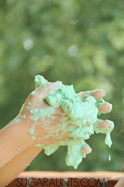 Make fizzy sensory dough with baking soda dough and vinegar for a wonderfully messy sensory play for kids