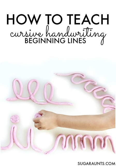 Teach cursive handwriting to kids using sensory fizzy dough to learn pre-cursive line formation.